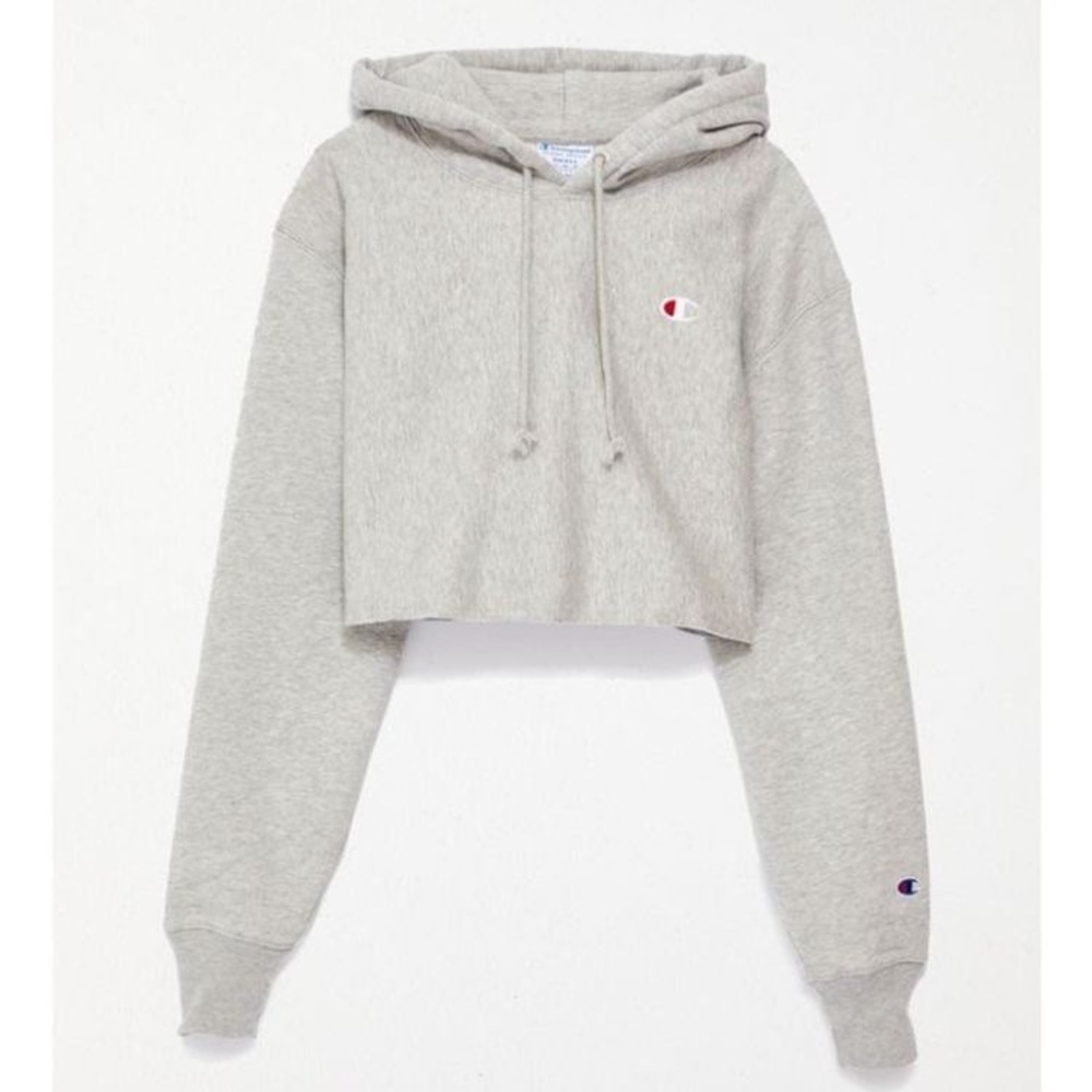 CHAMPION reverse weave cropped hoodie: grey